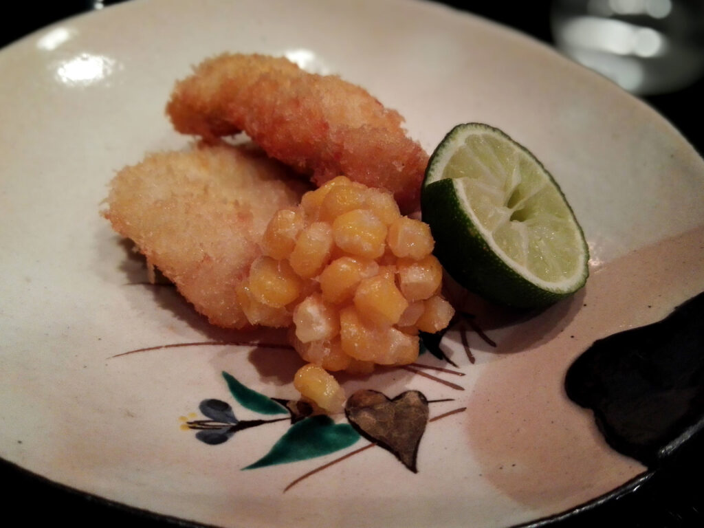 鱧と大葉のうめ紫蘇コーン